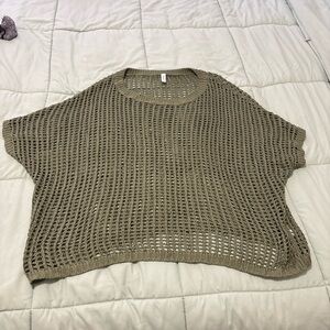 Women's Sage Green Knit Poncho-Style Sweater
